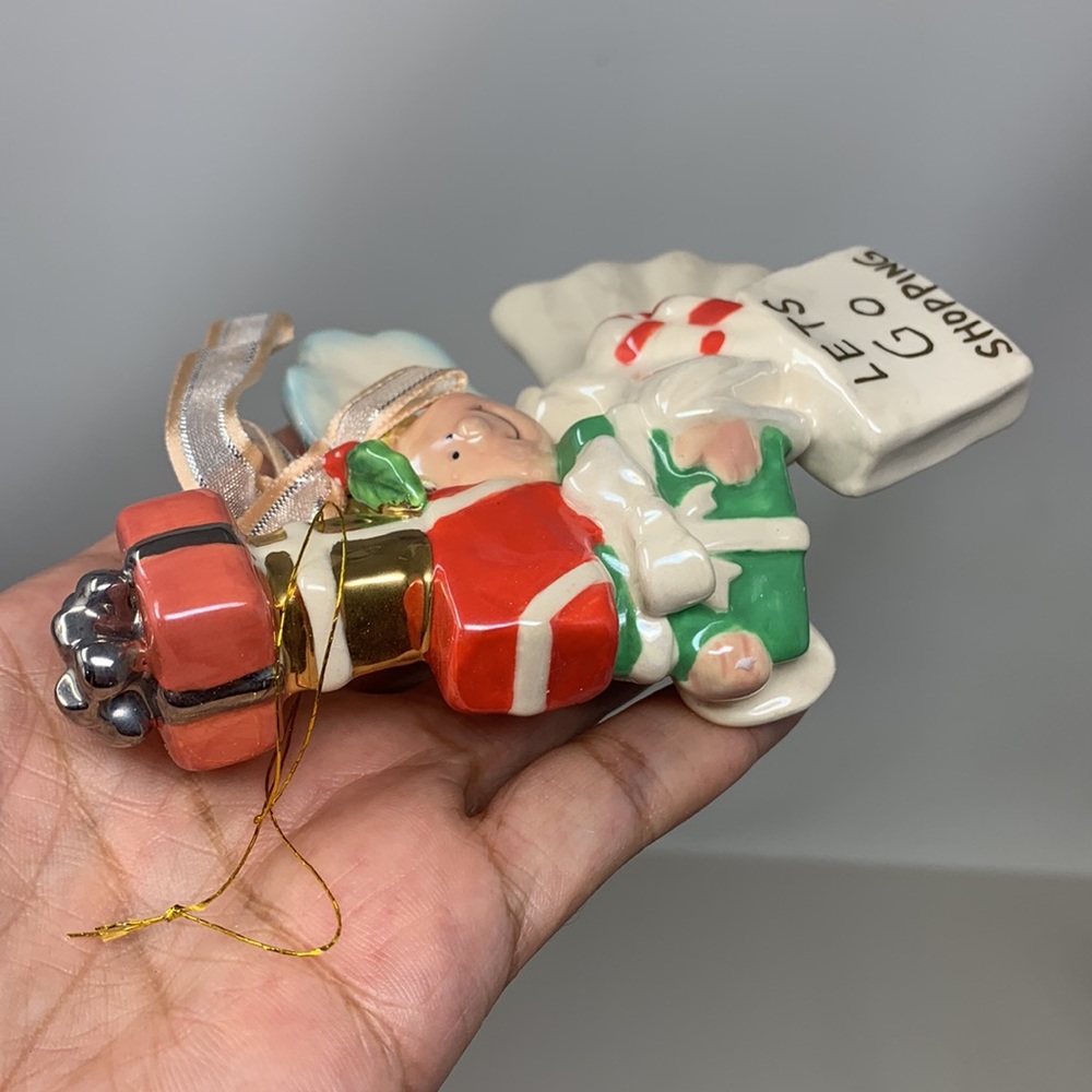 Let’s go shopping ANGEL with gifts Christmas tree ornament decoration used - Picture 10 of 17